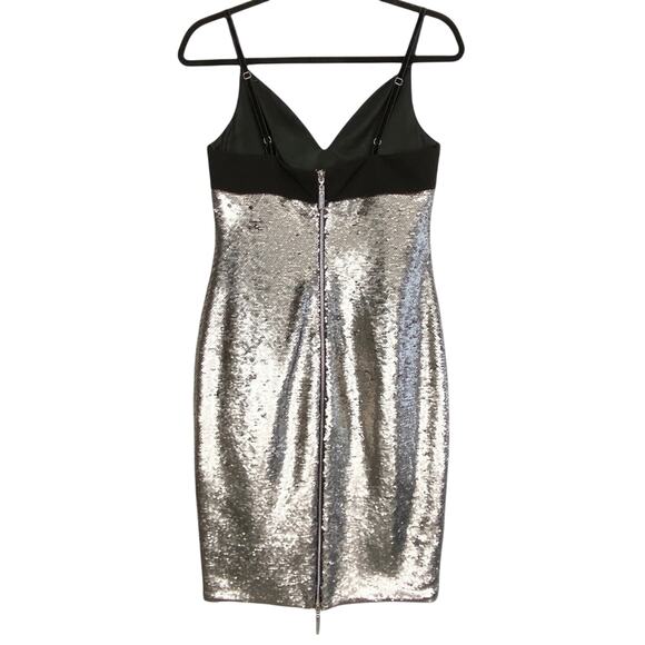 Bronx and Banco Silverfox Sequin Midi Dress in Black/ Silver Pewter, Size 6 - Picture 4 of 8